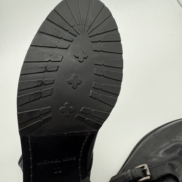 Michael Kors Black Leather Moto Boots Women’s 11 / 41 Buckle Strap Mid-Calf - Picture 12 of 15